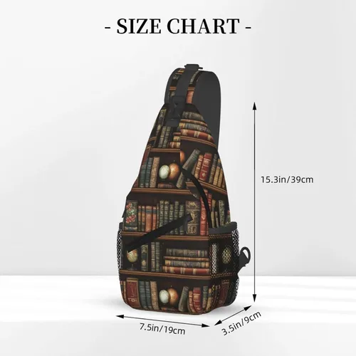 Miniatura 2 de Small Crossbody Bags for Women Men - Vintage Bookshelves Print Adjustable Shoulder Bag Fanny Packs Belt Sling Bag Crossbody Purses Backpack for