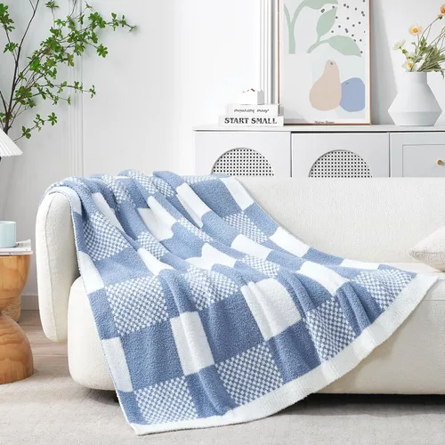 Miniatura 34 de Snuggle Sac - Manta a cuadros, manta roja para sofá, manta de microfibra de franela buffalo a cuadros, mullida, cálida, acogedora, suave, manta