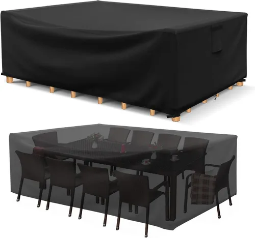 Miniatura 21 de Fundas para muebles de patio impermeables, resistentes 600D, fundas para muebles de exterior para sofá seccional exterior, resistente al desgarro