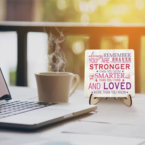 Miniatura 7 de Letrero de escritorio rosa inspirador para mujer, regalo de aliento para mujeres, regalos de animación, placas de madera, letreros motivacionales