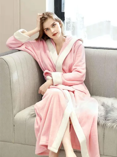 Miniatura 5 de Artfasion Batas de baño largas y suaves con capucha para mujer, ropa de dormir cálida para invierno, bata de regalo
