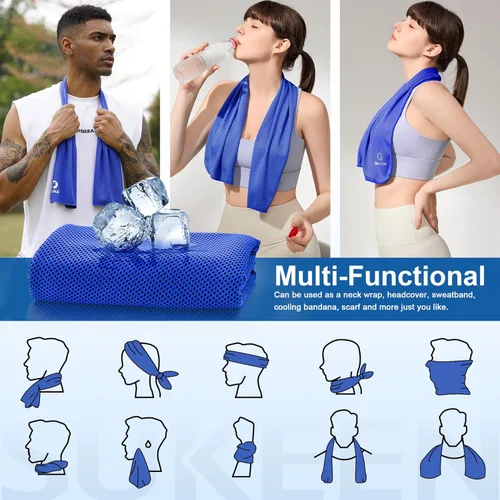 Miniatura 5 de Sukeen Paquete de 4 Toallas Refrescantes (40" x 12"), Toallas Frescas para el Cuello, Trapo Deportivo para Sudor del Gimnasio, Trapo Refrescante