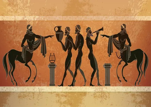 Miniatura 11 de Telón de fondo de tela de 5 x 3 pies, fondo de guerrero de la antigua Grecia antigua, mitología griega, figura negra, figuras de guerreros