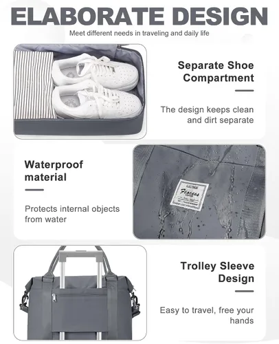 Miniatura 47 de Bolsa de viaje para mujer, bolsa deportiva para gimnasio, H-Negro