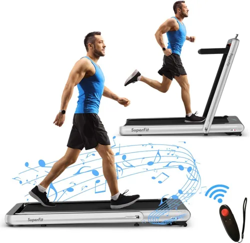 Miniatura 11 de Goplus Caminadora plegable 2 en 1, 4.75 HP Superfit para debajo del escritorio, caminadora eléctrica con control de aplicación, pantalla táctil LED