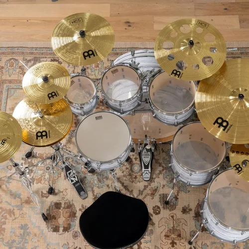 Miniatura 9 de HCS - Platillos Hihats (Hi Hat) para batería de 15 pulgadas, pares, fabricados en Alemania, latón medio tradicional, 2 años de garantía