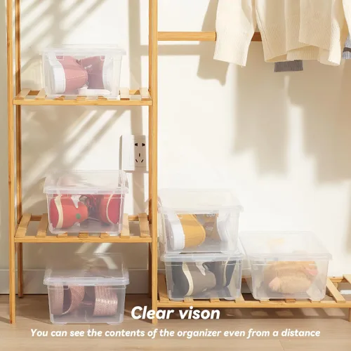 Miniatura 5 de 8 paquetes de cajas de almacenamiento con pestillo de 6 cuartos de galón, cajas de almacenamiento apilables de plástico transparente con tapas