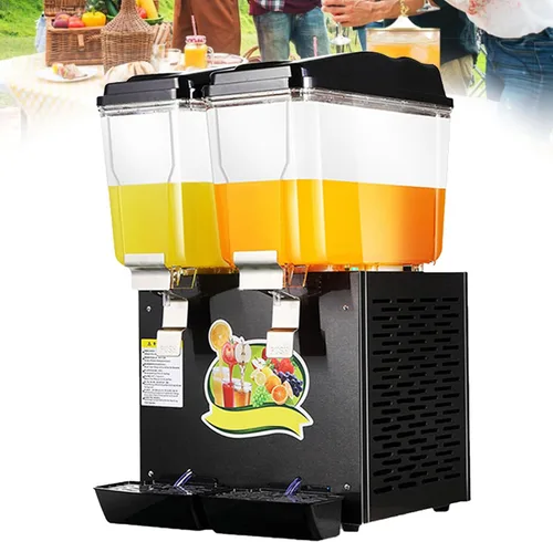 Dispensador de jugo frío y caliente, dispensador de bebidas transparentes de acero inoxidable 32L, dispensador de bebidas comerciales de jugo Negro