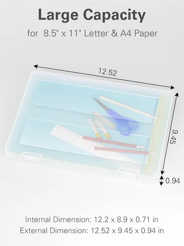 Miniatura 2 de Paquete de 4 cajas organizadoras de papel de plástico A4, almacenamiento de álbumes de recortes para papeles de cartas de 8.5 x 11 pulgadas, soporte