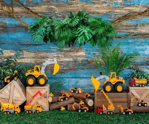 Miniatura 6 de Kate Vehículo de ingeniería de juguete de 7 x 5 pies, decoración de coche, fondo de estudio fotográfico, color azul, primavera, plantas verdes