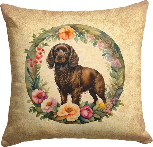 Miniatura 169 de Caroline's Treasures DAC2072PW1414 Affenpinscher and Flowers - Almohada decorativa de tela, lavable a máquina, para interiores y exteriores
