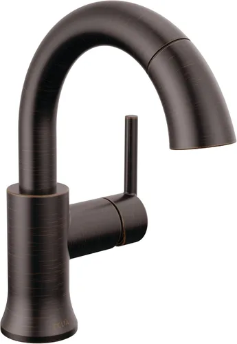 Grifo de Baño Delta Trinsic Tirador Hacia Abajo, Grifo de Baño de Extensión, Grifo de Baño de Orificio Único de Bronce Aceitado, Grifo de Lavabo de