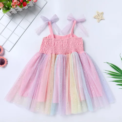 Miniatura 123 de IMEKIS Vestido de princesa de cumpleaños para niña pequeña, confeti brillante, bohemio, arco iris, pastel, sesión de fotos, traje para 1-6T