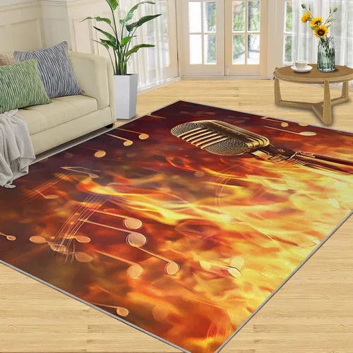 Miniatura 31 de Alfombra de guitarra, alfombra de 2 x 3 pies para entrada, alfombra de área musical, alfombra lavable de guitarra fresca para dormitorio, alfombra