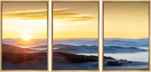 Miniatura 8 de SIGNWIN Lienzo enmarcado para pared, juego de arte nublado de tormenta, cielo, bosque otoñal, árboles, rústico, naturaleza, fotografía, realismo