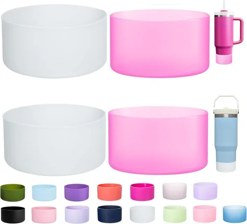 Miniatura 19 de LONPARRY Paquete de 4 fundas para botas Stanley Tumbler 40 30 oz Protector de fondo para Stanley Cup Quencher H2.0 Funda de silicona Stanley IceFlow