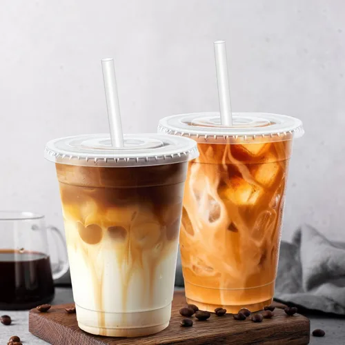 Miniatura 5 de Paquete de 100 vasos de plástico de 12 onzas con tapas y pajitas, tazas de café helado desechables transparentes para bebidas frías, batidos