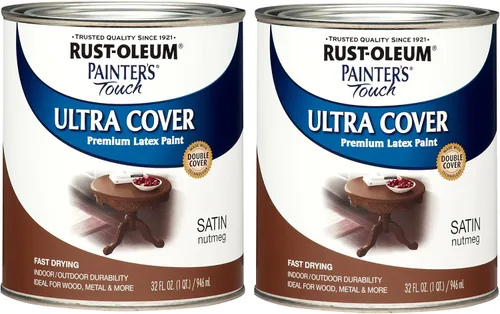 Miniatura 63 de Rust-Oleum Brush On Paint 224430T Painter's Touch - Pintura de látex, cuarto de galón, imprimación blanca plana acrílica, 32 onzas líquidas