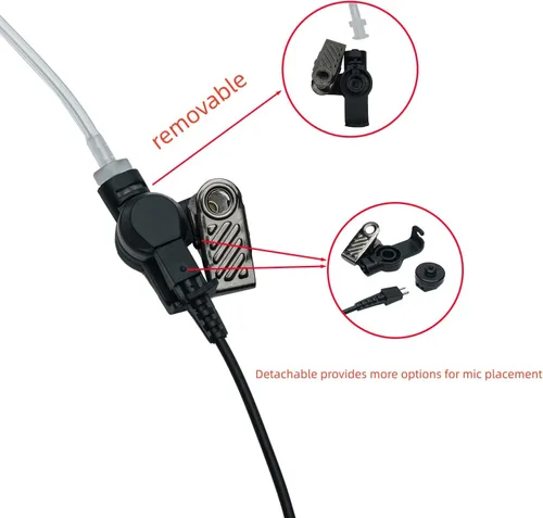 Miniatura 4 de XPR 3500e Auricular de 2 cables Covert Tubo acústico Kit de vigilancia con un par de auriculares medianos para Motorola XPR3300e XPR3500 XPR3000