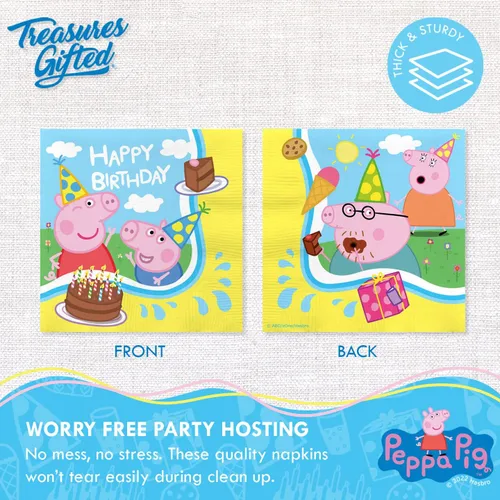 Miniatura 6 de Treasures Gifted Decoraciones de cumpleaños con licencia oficial de Peppa Pig – Sirve a 24 invitados – Juego clásico de vajilla – Suministros