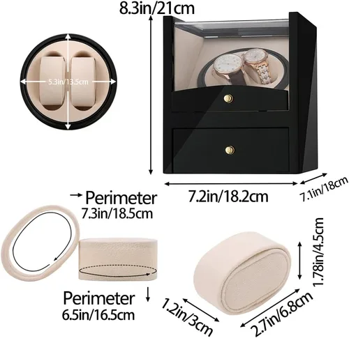 Miniatura 5 de Automatic Single Watch Winder with Quiet Japanese Motor,AC Adapter or Battery Powered,Premium Leather Exterior and Soft Flexible Watch Pillows for