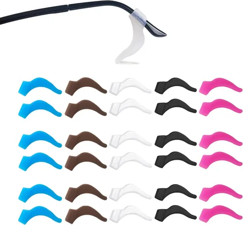 Miniatura 8 de YINGFENG 22 pares de agarres de silicona negra para gafas con caja de almacenamiento, retenedor antideslizante para gafas, gancho de silicona