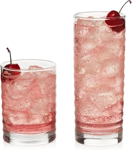 Miniatura 13 de Libbey Ascent Tumbler and Rocks - Juego de 16 vasos de vidrio con curvatura, juego de cristalería versátil para fiestas y más
