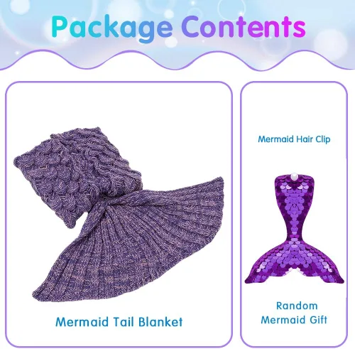 Miniatura 4 de AmyHomie Manta de cola de sirena, manta suave para niños, saco de dormir de sirena de ganchillo, regalo de sirena para niñas