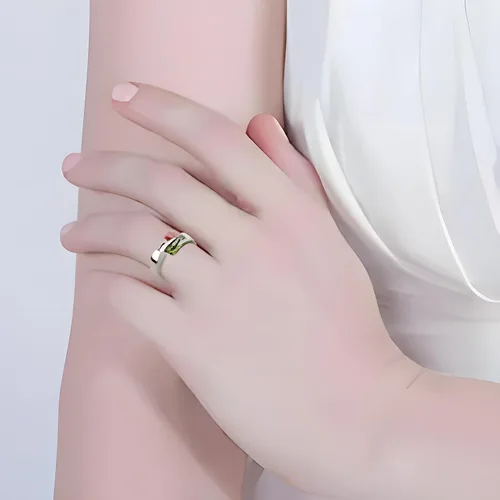 Miniatura 4 de GSBSCSM Anillo de plata de ley 925 con doble piedra cuadrada grabada, 2 piedras natalicias, anillos de compromiso para mujer