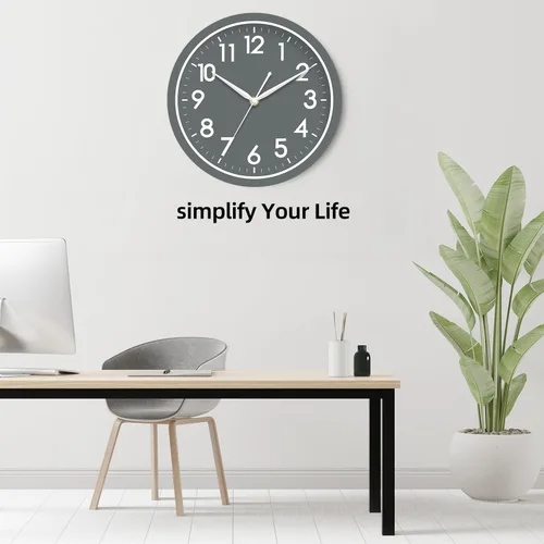 Miniatura 6 de AKCISOT Reloj de pared para baño de 10 pulgadas, relojes de pared analógicos pequeños que funcionan con pilas, silenciosos y sin tictac