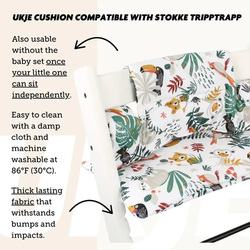 Miniatura 5 de UKJE Cojín Compatible con Stokke Tripp Trapp - Cojín de Asiento Suave para Bebés y Niños Pequeños, Accesorios para Trona, Inserción de Tela de Mono