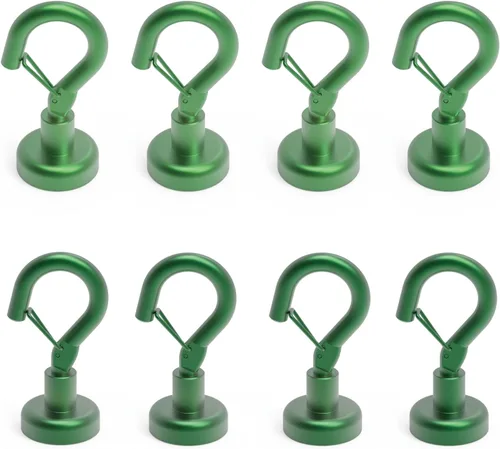 Miniatura 13 de Ant Mag Ganchos magnéticos negros resistentes con broche de presión de 22 libras, ganchos magnéticos fuertes, ideales para colgar en refrigerador