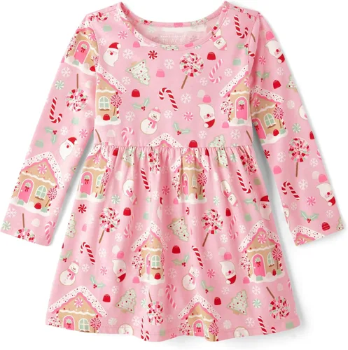 Miniatura 2 de The Children's Place Vestido diario estampado de manga larga para niñas de talla única y niños pequeños