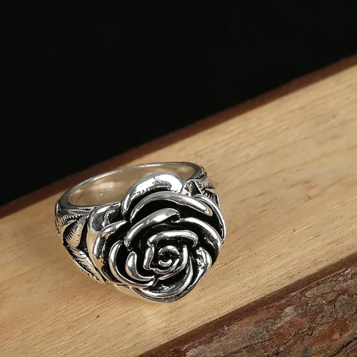 Miniatura 3 de IDesign Anillo de rosa retro Grunge Y2k Vintage Flower Ring para mujeres y hombres