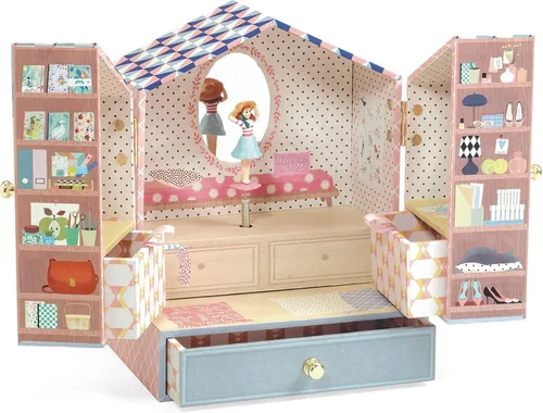 DJECO Joyero musical para niños – Cajas del tesoro de unicornio – Almacenamiento para collares, pulseras, anillos, aretes, juguetes pequeños,