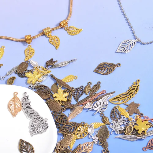 Miniatura 5 de stino - 100 g de dijes colgantes de metal para hacer joyas, lote de dijes bañados en plata y oro para pulseras, collares y manualidades, dijes