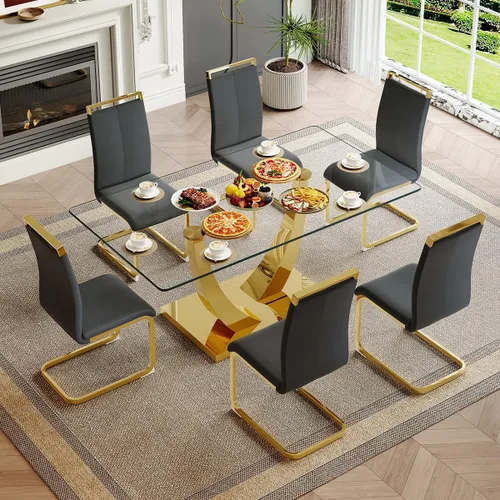 Miniatura 72 de Mesa de comedor moderna para mesa de comedor de mármol sintético de 4/6, 63 pulgadas, mesa de cocina rectangular, mesa de cocina y comedor de fácil
