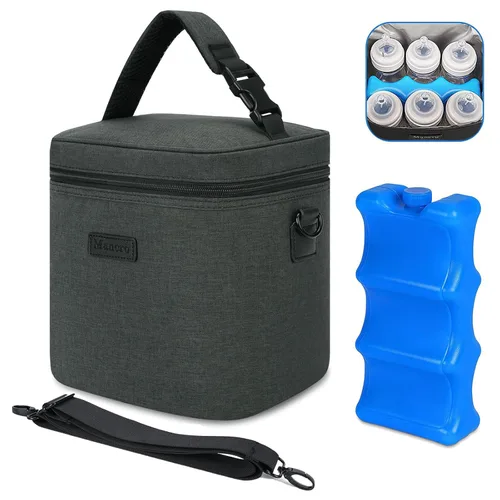 Miniatura 13 de Bolsa de refrigeración de leche materna Mancro con capacidad para 6 biberones de hasta 9 onzas, bolsa térmica para biberones con paquete de hielo
