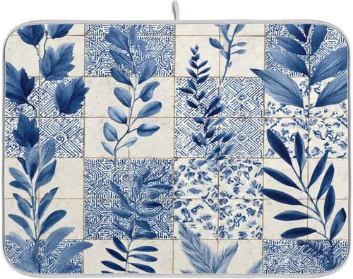 Miniatura 42 de Tapete de secado de platos de primavera naranja con flor de amapola para encimera de cocina, tapete escurridor absorbente de microfibra, tapete