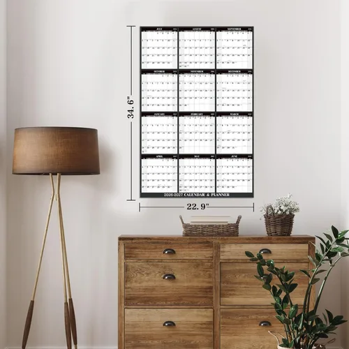 Miniatura 2 de Calendario anual de pared 2026-2027 - Calendario de pared 2026-2027 borrado en seco, julio de 2026 a junio de 2027, 34.6 x 22.9 pulgadas, calendario