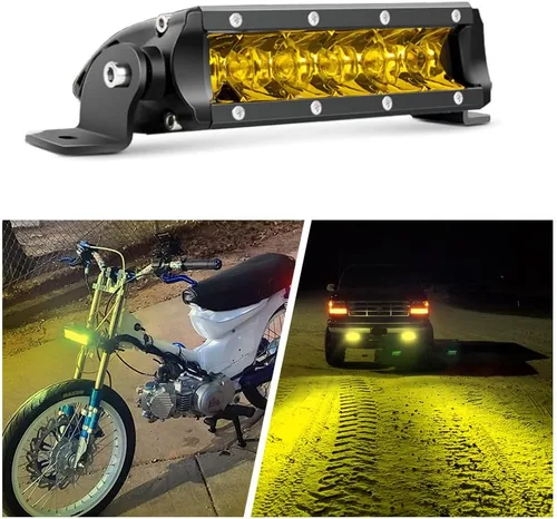 Miniatura 9 de Chelhead Barra de luz LED delgada, barra de luz de 7 pulgadas, haz de inundación, luz antiniebla amarilla, fila única, 30 W, 3600 lm, barra de faros