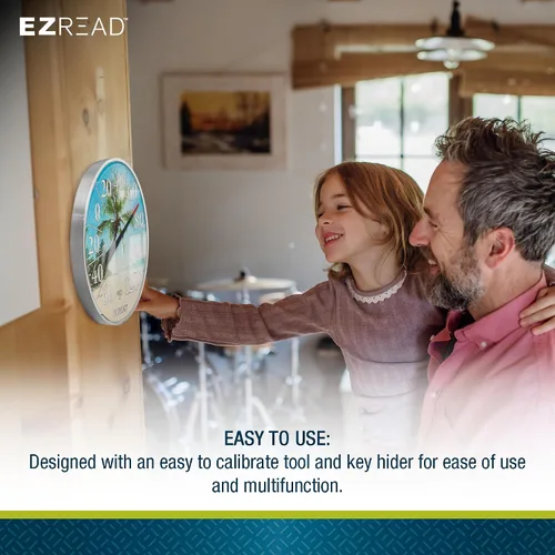 Miniatura 6 de EZREAD - Termómetro de esfera colgante 840-1214 para uso en interiores y exteriores, gran diámetro de 12.5 pulgadas, números fáciles de leer, playa