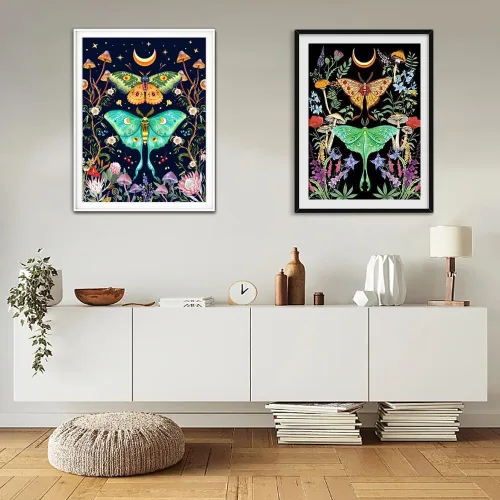 Miniatura 3 de FILASLFT Kits de Arte de Diamante para Adultos Mariposa Luna, Kit de Pintura de Diamantes de Mariposa para Principiantes, Flor de Seta Lunar Punto