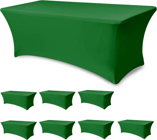 Miniatura 19 de Funda Elástica para Mesa para Mesas Rectangulares de 4 pies - Paquete de 8 Manteles de Spandex Azul Aguamarina con Elástico - Para Mesas Plegables