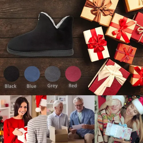 Miniatura 7 de Pantuflas para hombre y mujer, con forro de piel cálida, espuma viscoelástica, para invierno, para casa