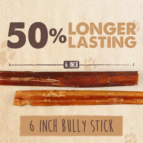 Miniatura 5 de Mighty Paw Naturals Bully Sticks para perros, masticables de carne de res alimentada con pasto. Palitos para mascotas para perros grandes, razas