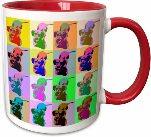 Miniatura 9 de 3dRose Carton Dachshund Pop Art - Taza de 15 onzas Blanco