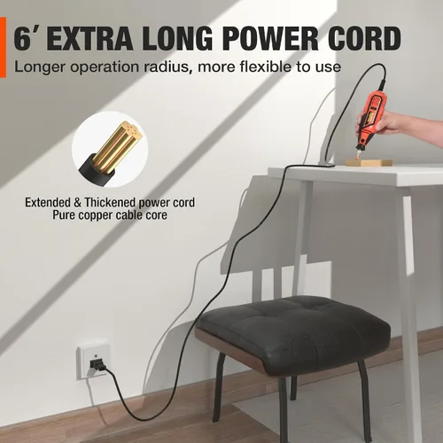Miniatura 5 de ValueMax Kit de herramientas rotativas eléctricas, herramienta giratoria con cable de velocidad variable de 1.2 amperios con 120 accesorios