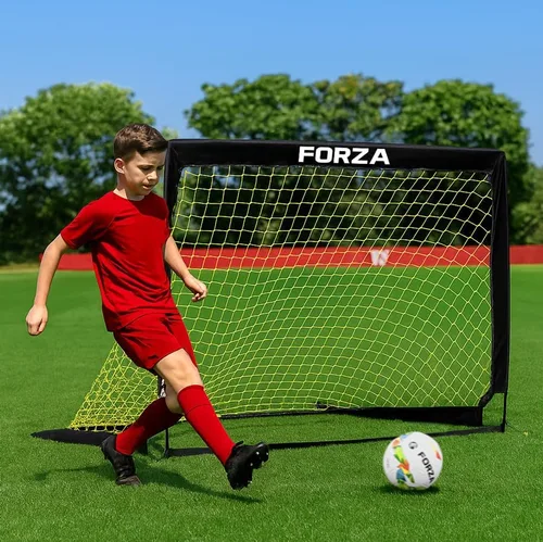 FORZA Portería de fútbol cuadrada desplegable [4 tamaños] | Postes portátiles para práctica de tiro para niños – Pop-Up en minutos | Un solo o par