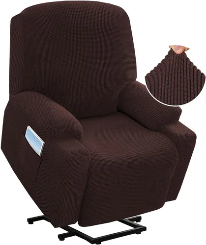 Miniatura 11 de H.VERSAILTEX Funda elástica para sillón reclinable, funda para silla reclinable de elevación eléctrica, ajustable estándar con bolsillo lateral